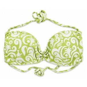 Dippin Daisys Women's Lime Green White Swirl Halter Bikini Top Size‎ S NWT